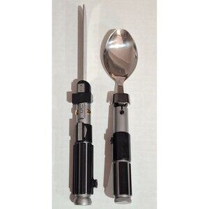 2 Pc Star Wars Yoda Spoon Darth Vader Knife Lightsaber Flatware Set Utensils